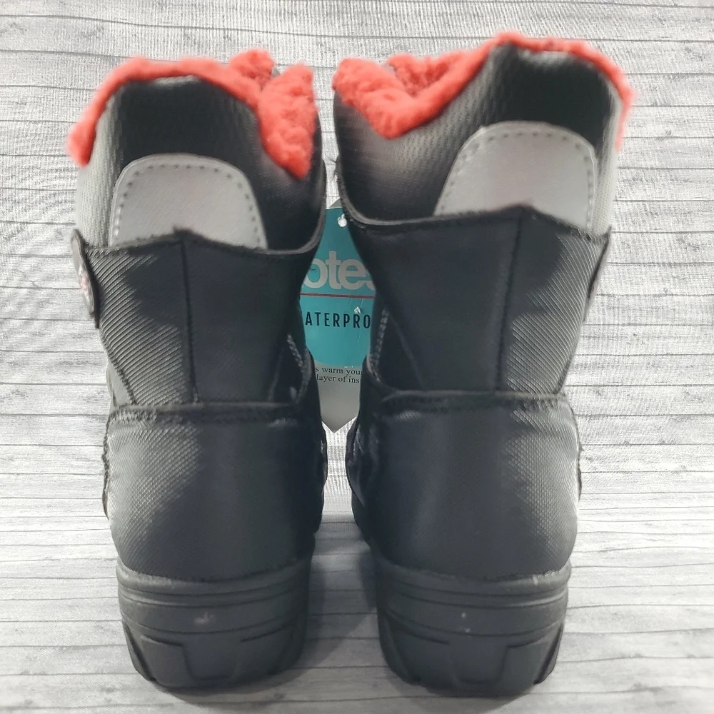 NWOB Totes Snow Winter Waterproof Boots Totes Tayton Black Red Size 11‎ Child